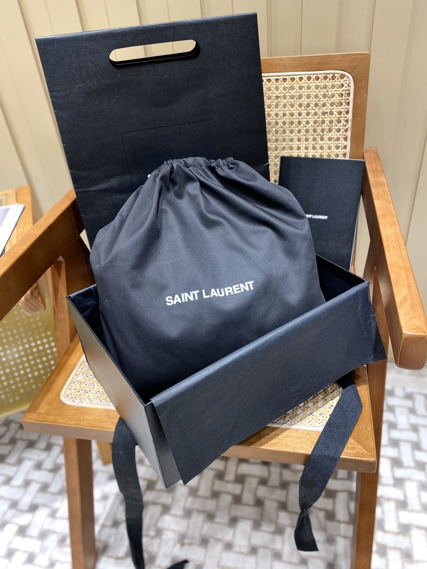 YSL LOULOU PUFFER 29CM 牛仔布纹小号绗缝包 577476