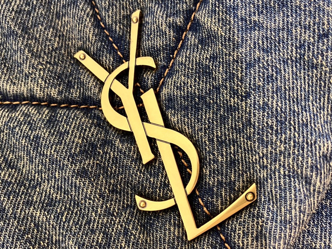 YSL LOULOU PUFFER 35CM 牛仔布纹大号绗缝包 577475