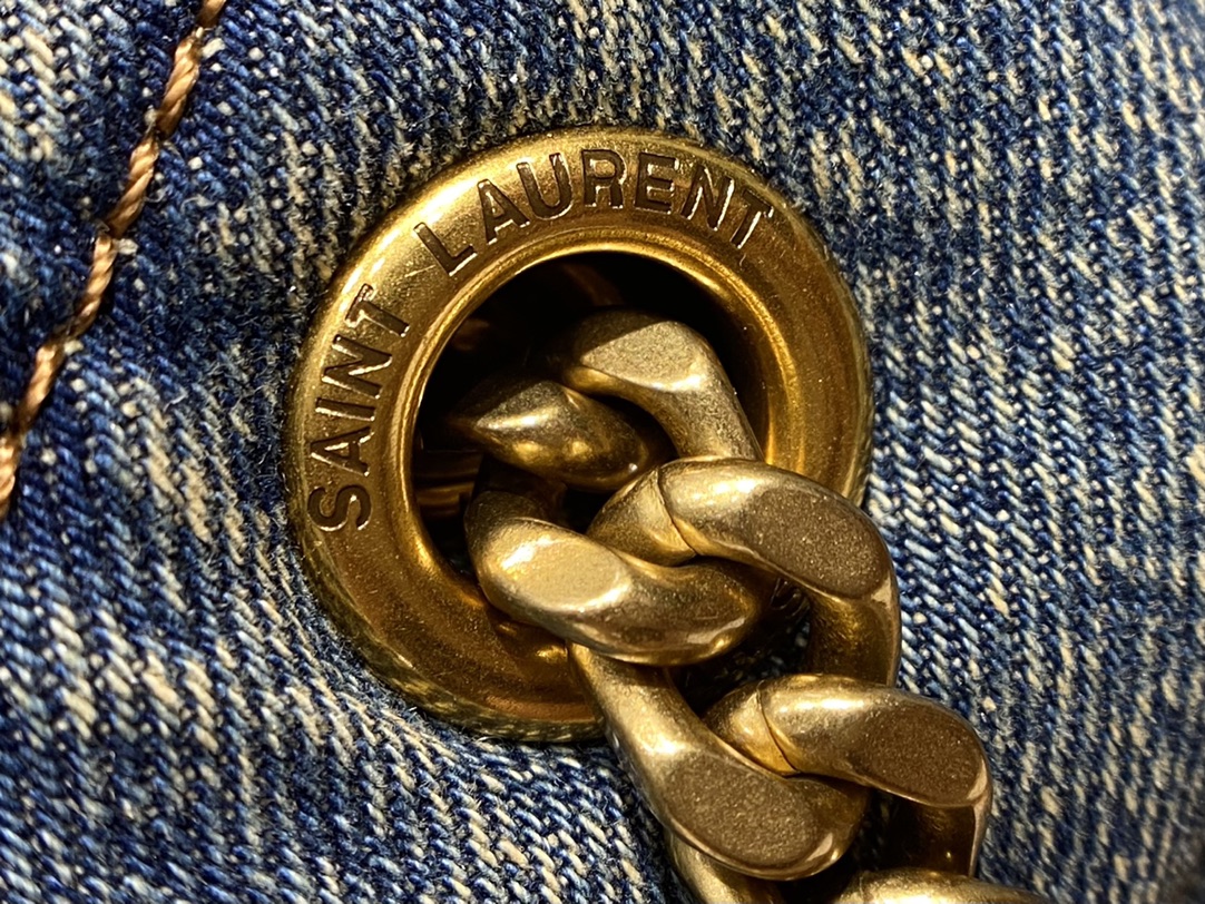 YSL LOULOU PUFFER 35CM 牛仔布纹大号绗缝包 577475