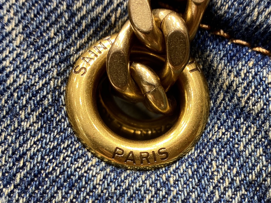 YSL LOULOU PUFFER 35CM 牛仔布纹大号绗缝包 577475