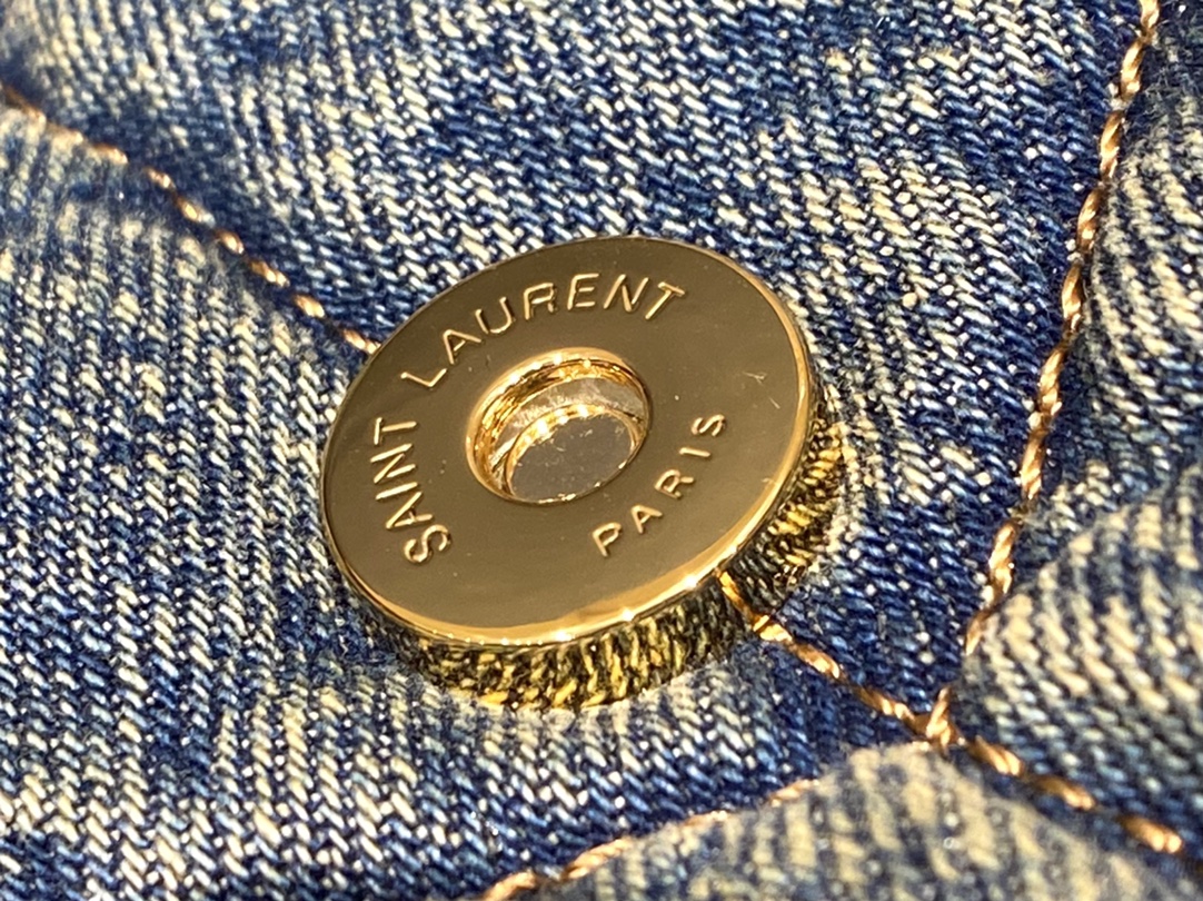 YSL LOULOU PUFFER 35CM 牛仔布纹大号绗缝包 577475