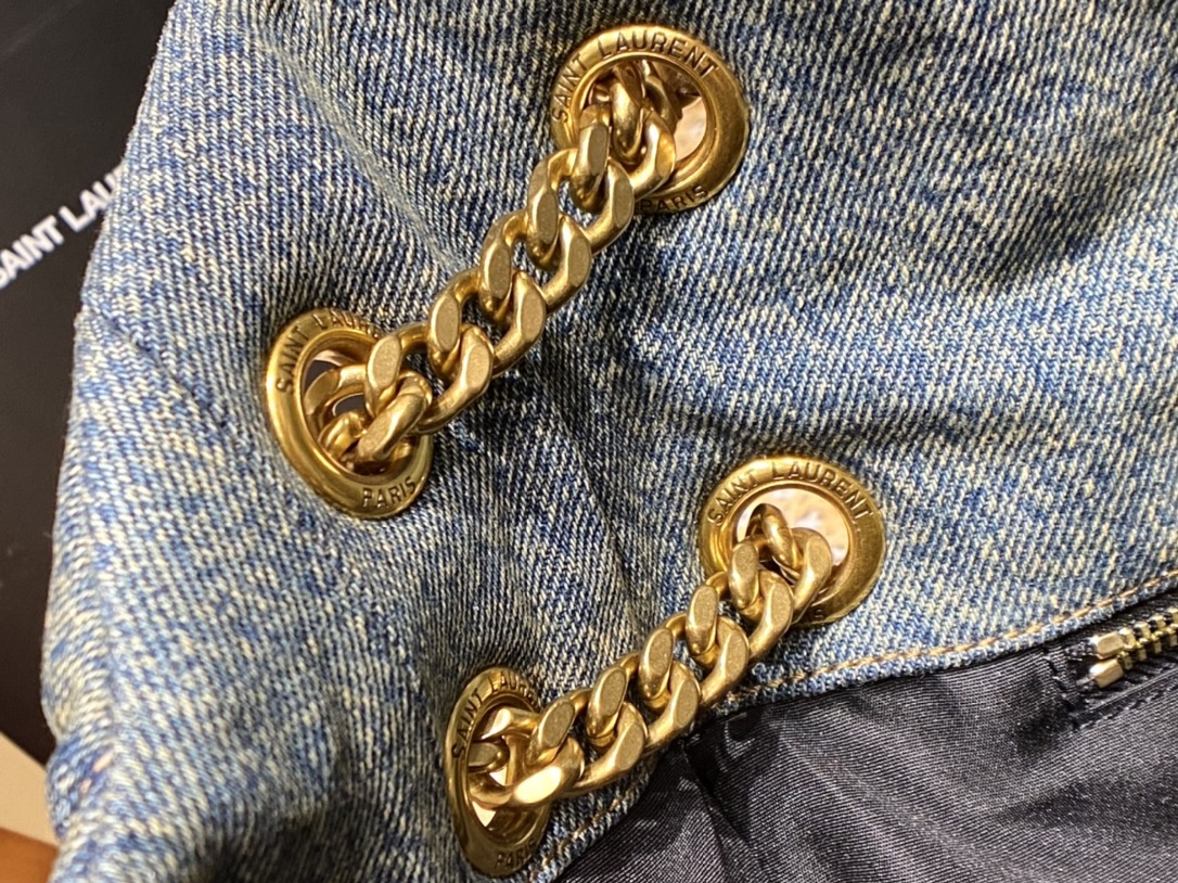 YSL LOULOU PUFFER 35CM 牛仔布纹大号绗缝包 577475