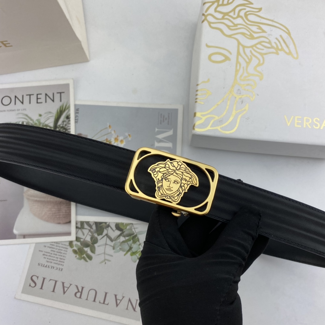 I0 Verace 范思哲 男士花皮自动腰带35mm 可双面使用 专柜走线 搭配扣