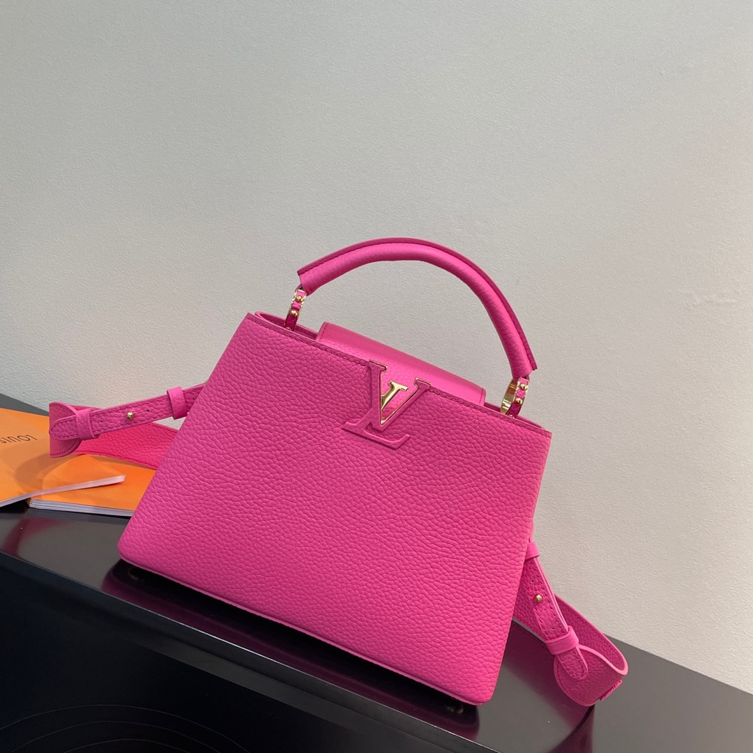 Louis Vuitton LV Capucines Bags Handbags Pink Cowhide Velvet M20848