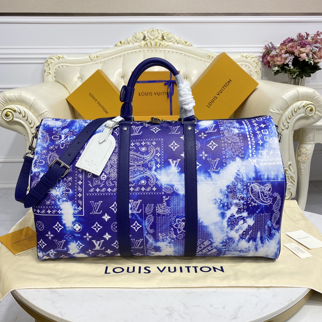 Buy High Quality Cheap Hot Replica
 Louis Vuitton LV Keepall Travel Bags Replica AAA+ Designer
 Blue White M20558