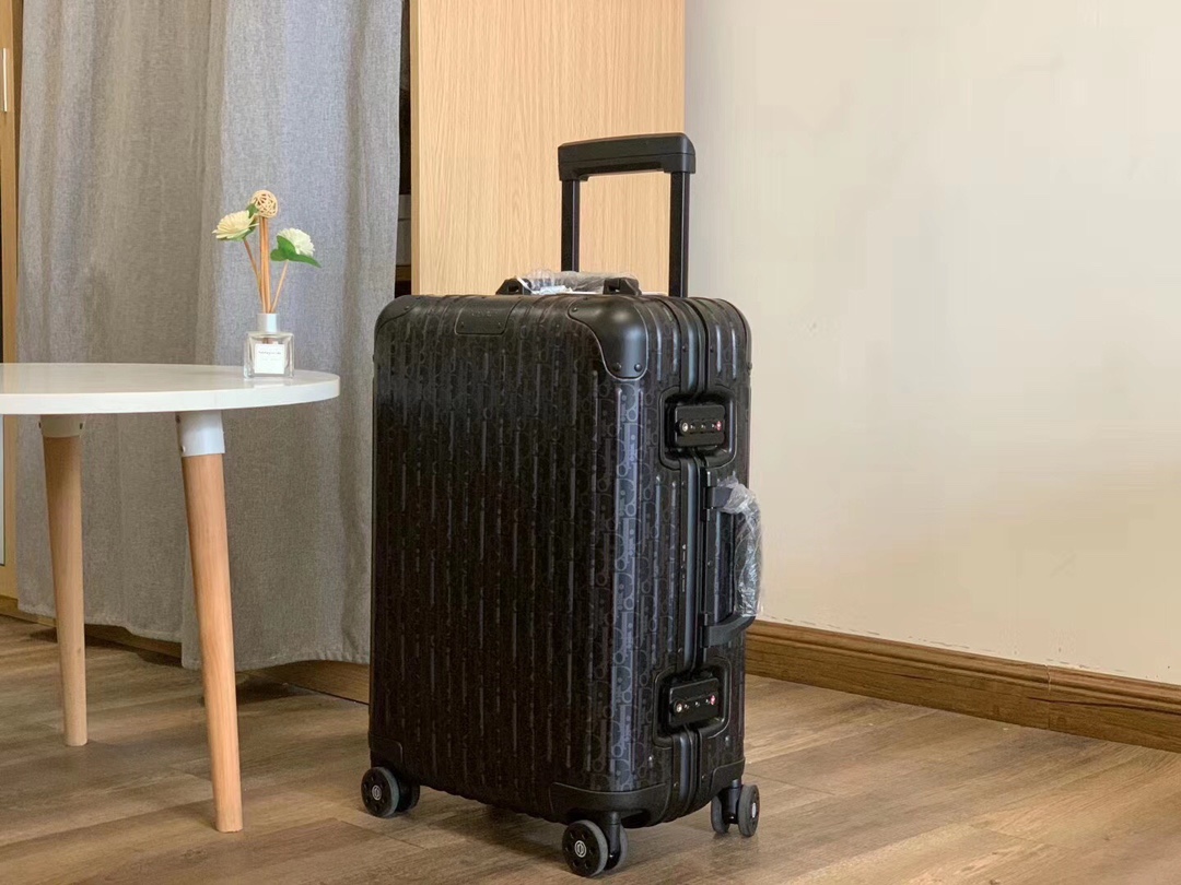 Dior and Rimowa Aluminum Cabin Suitcase, Stylish Travel Companion, Black, 20-Inch 2 i1656687969 3532 0