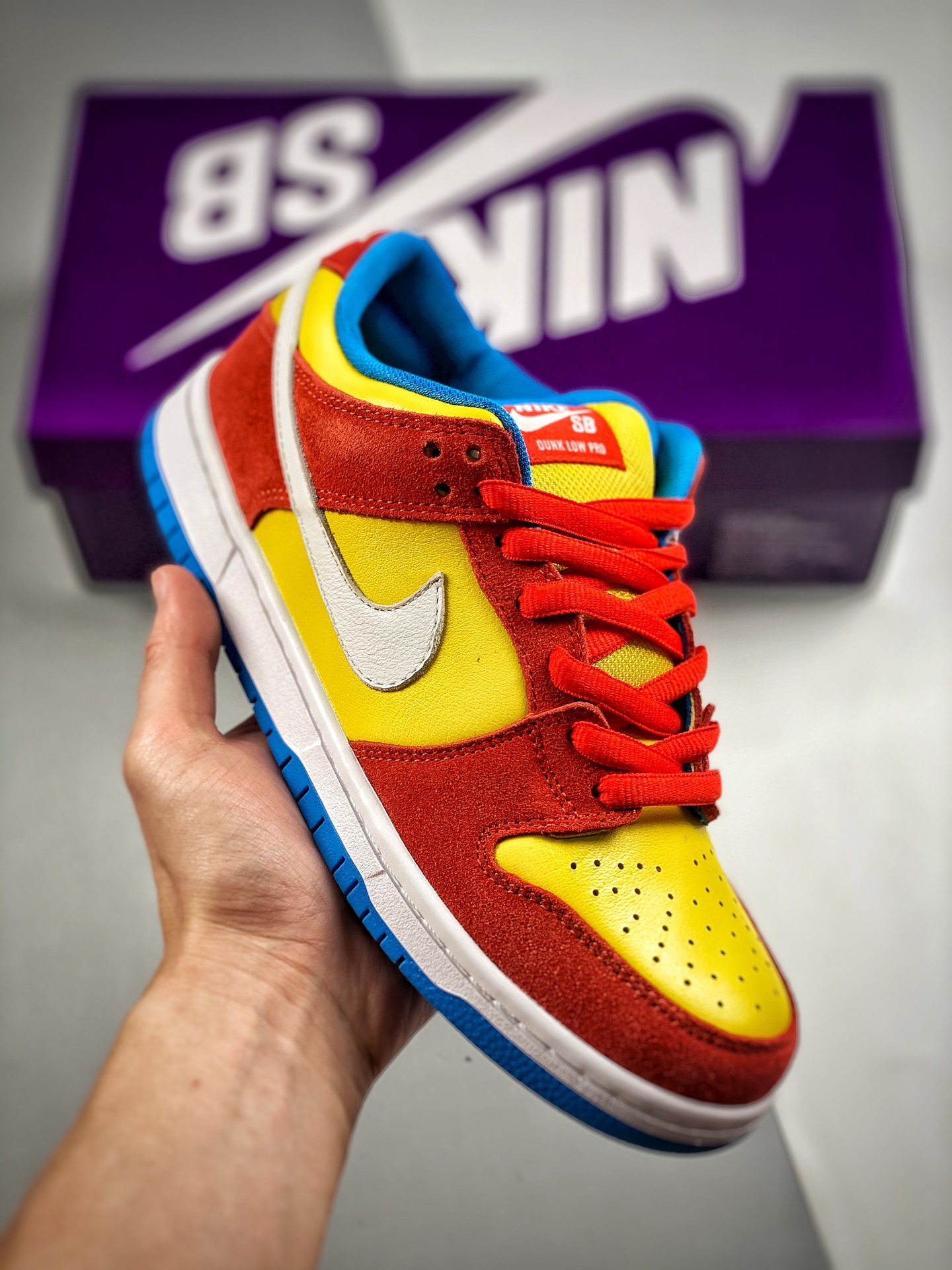 -4 Nk Dunk SB Low Simpson amarillo/naranja, producción original de gran fábrica, fotos reales de estreno, materiales de…