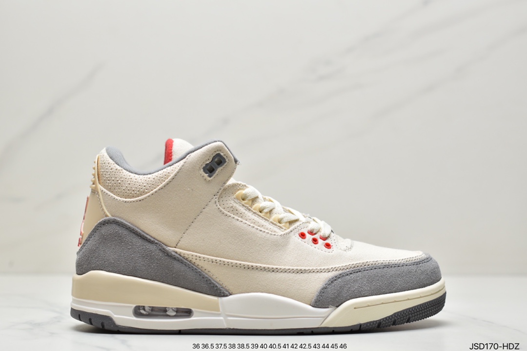 200 Air Jordan 3 Retro ”Muslin” 米白 棉布 完美品相清洁度拉帮及中底细节 货号：DH7139-100  尺码:36 36.5 37.5 38 38.5 39 40 40.5 41 42 42.5 43 44 45 46 ID:JSD170-HDZ
