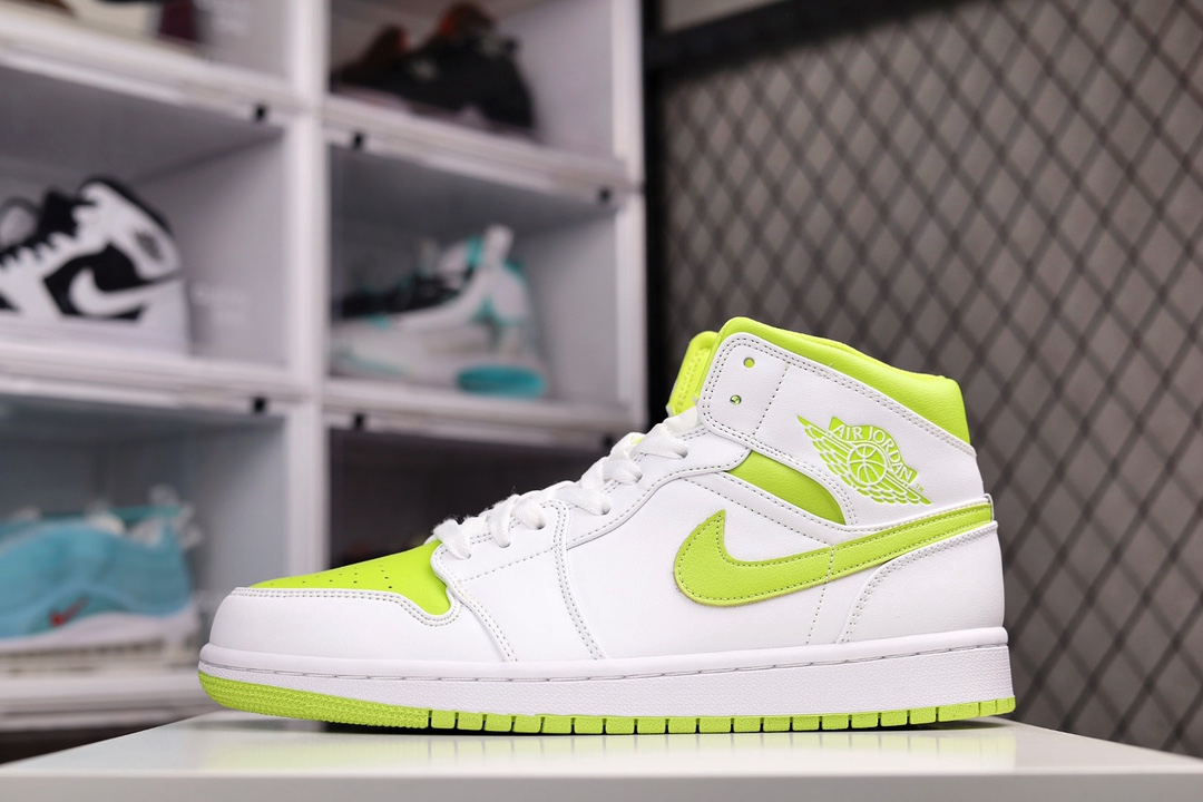 H0 公司级 Air Jordan 1 Mid White Lime 白绿