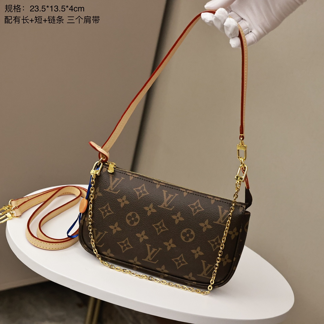 LV Mila麻将包💰190 万年长青款，经典永不过时，配有三款肩带（长+短+链条），手袋以柔软的Damier Azur 帆布制成，倍感清新柔美，淡雅的色彩与精致的皮链相得益彰，携带日用品的优雅之选。 规格：23.5*13.5*4cm