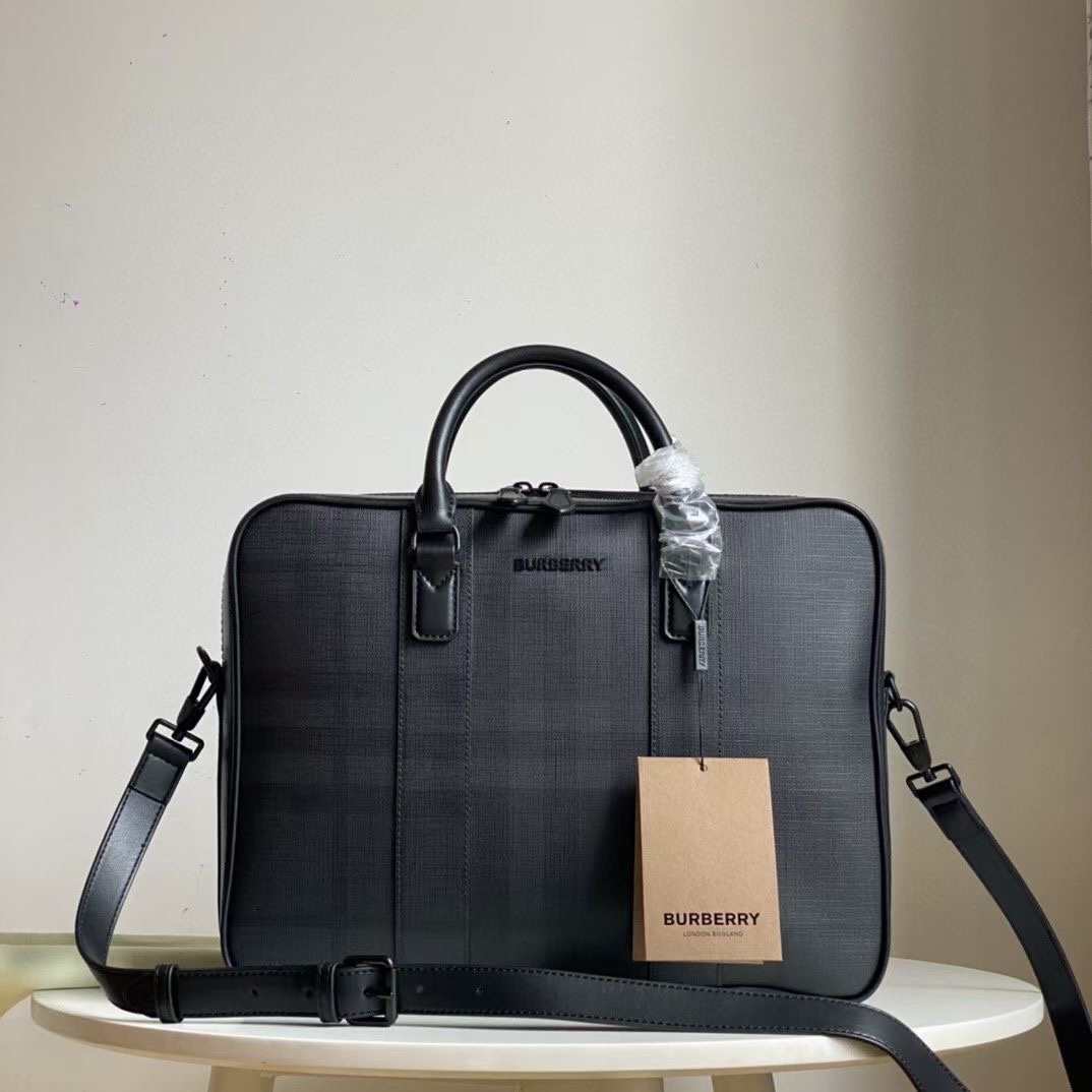 burberry export order cowhide checkered briefcase