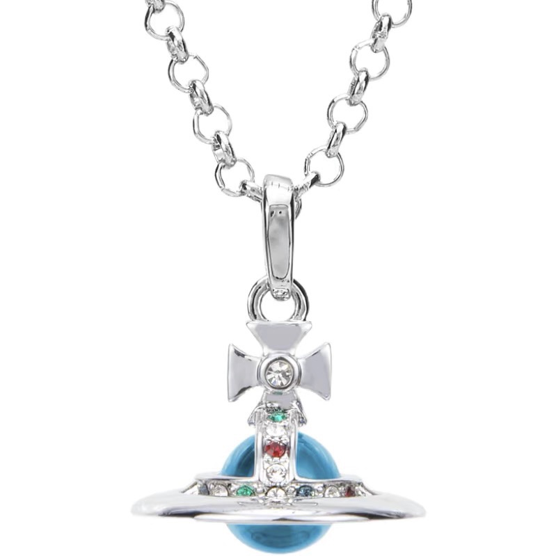 NO:104535,Queen Mother's new three-dimensional crystal planet Saturn necklace spot, Queen Mother's necklace, necklace19860909西太后新款立体水晶星球土星项链现货,西太后项链,necklace,Jewelry