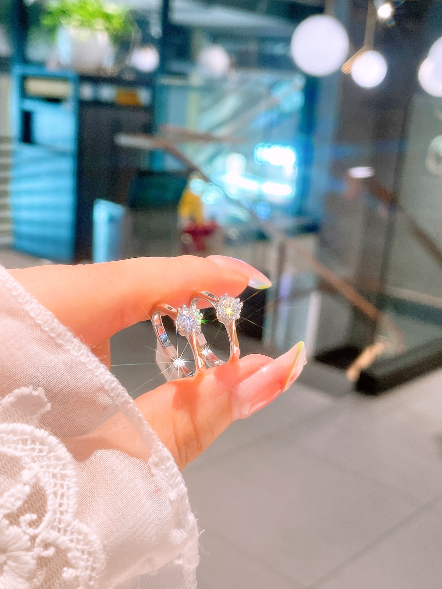 Nickel Free Silver Moissanite Ring Light Luxury Travel Gold