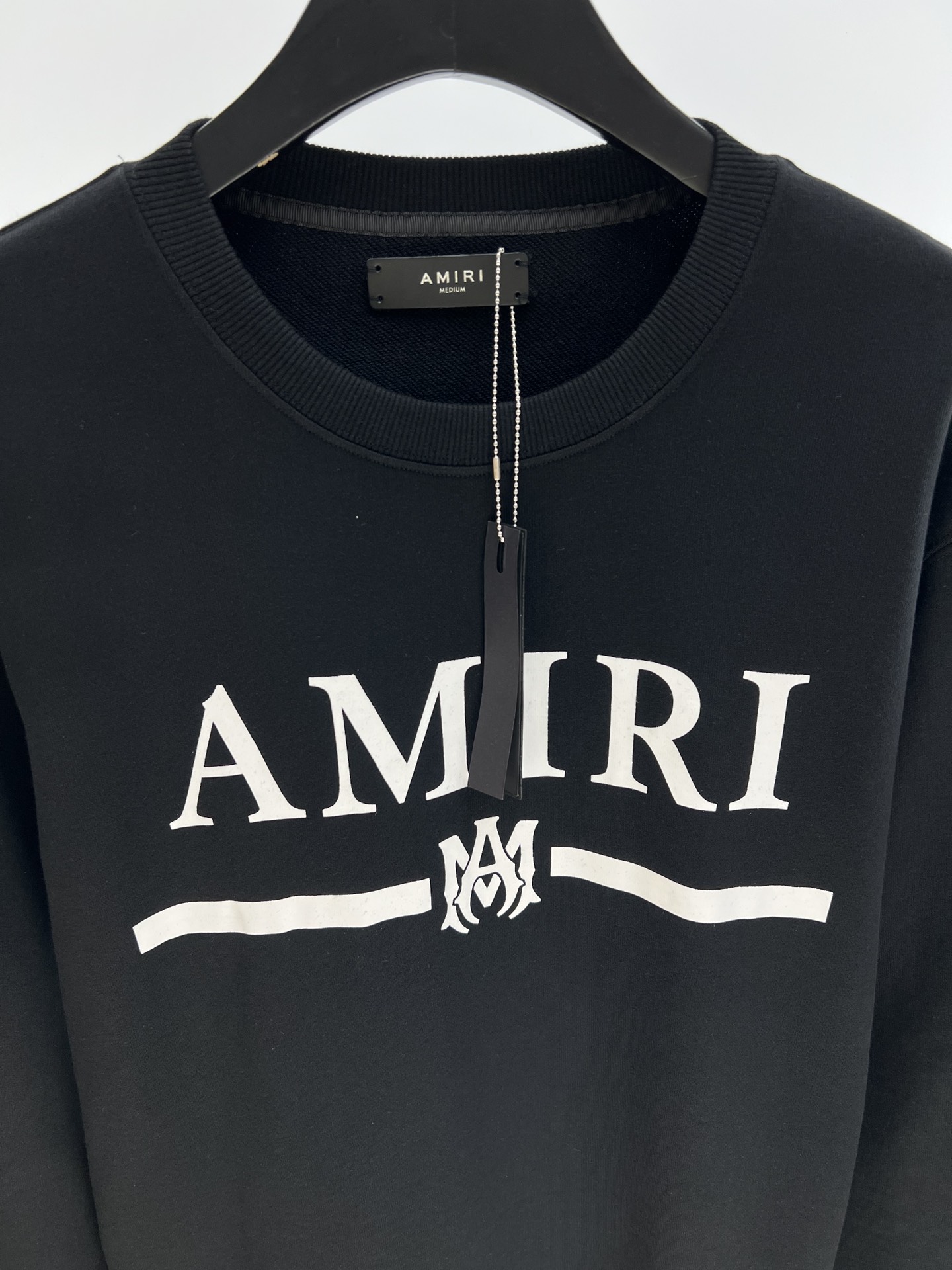 Amiri Men's Black Cotton Fleece Sweatshirt With White Logo - Crew Neck 9 i1656739677 5754 7