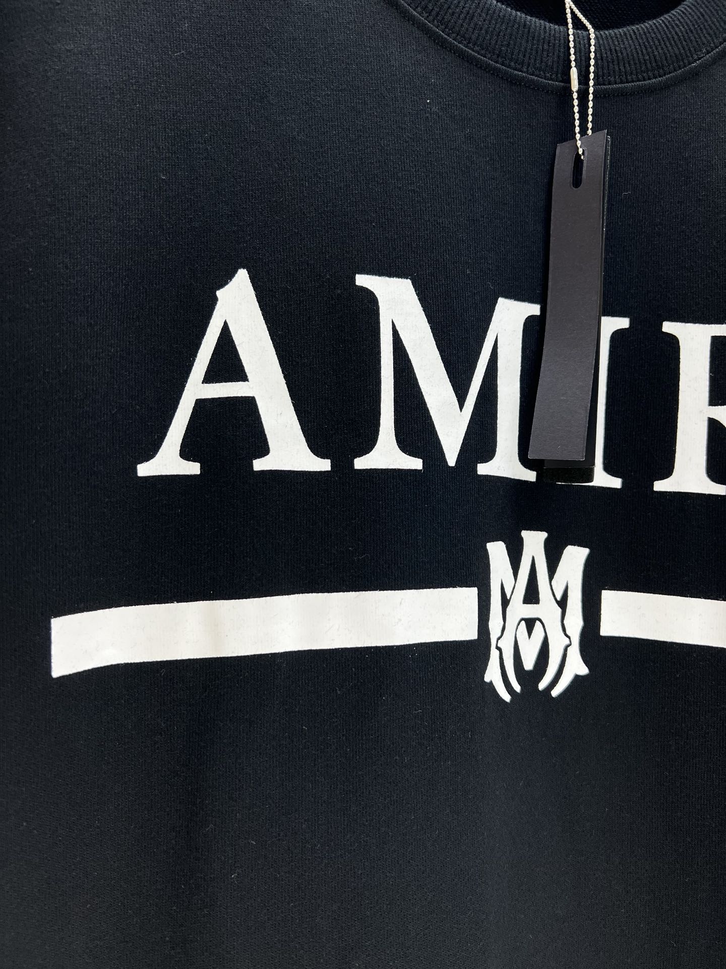 Amiri Men's Black Cotton Fleece Sweatshirt With White Logo - Crew Neck 10 i1656739677 6779 8