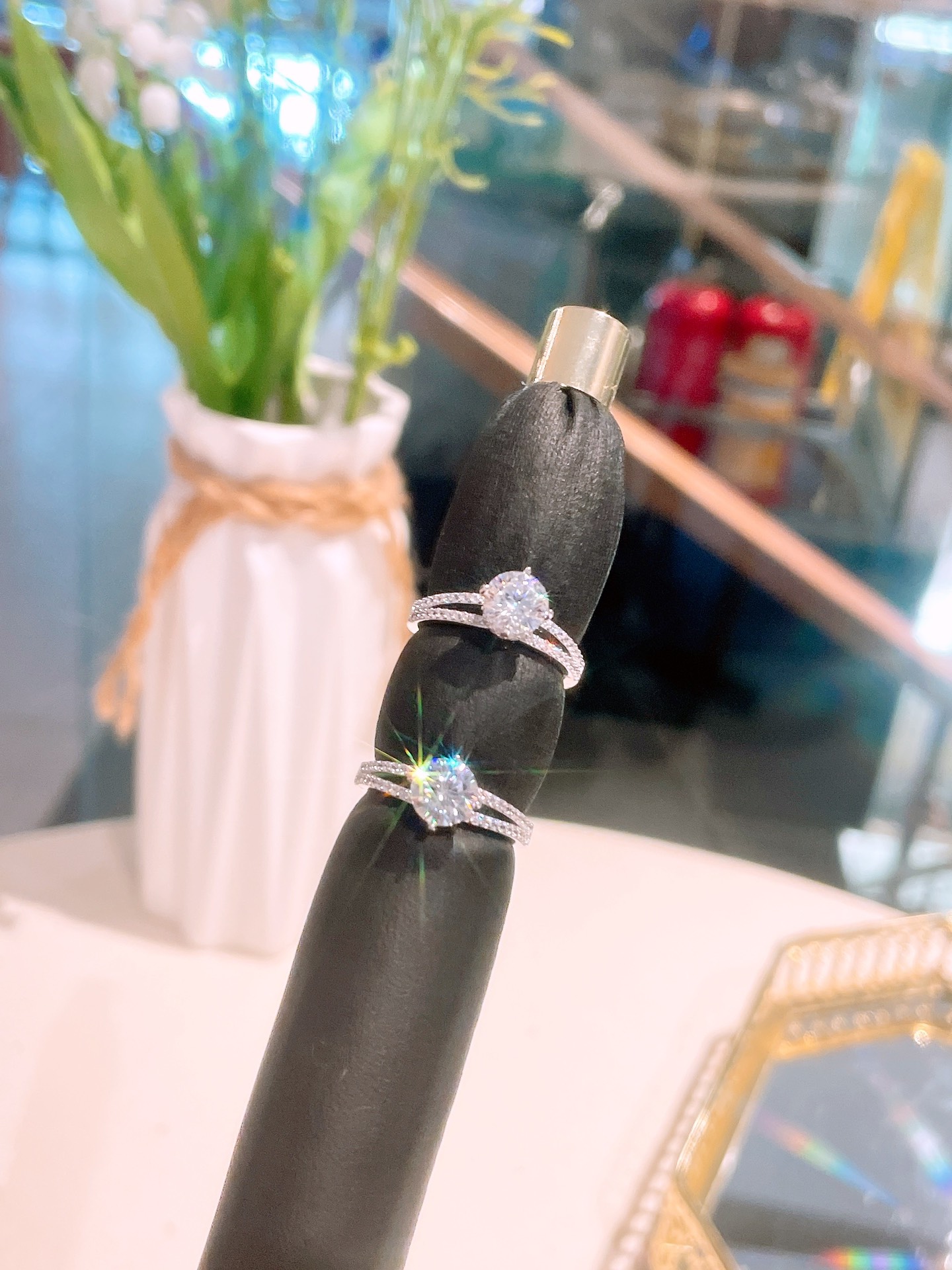 S925 Sterling Silver Moissanite Ring Korean Style Date Night Silver