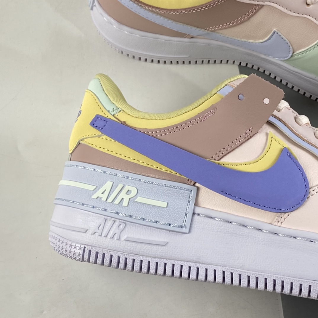 P180  Nike Air Force 1 Shadow 空军一号轻量增高低帮百搭板鞋”拼接马卡龙”CI0919-600