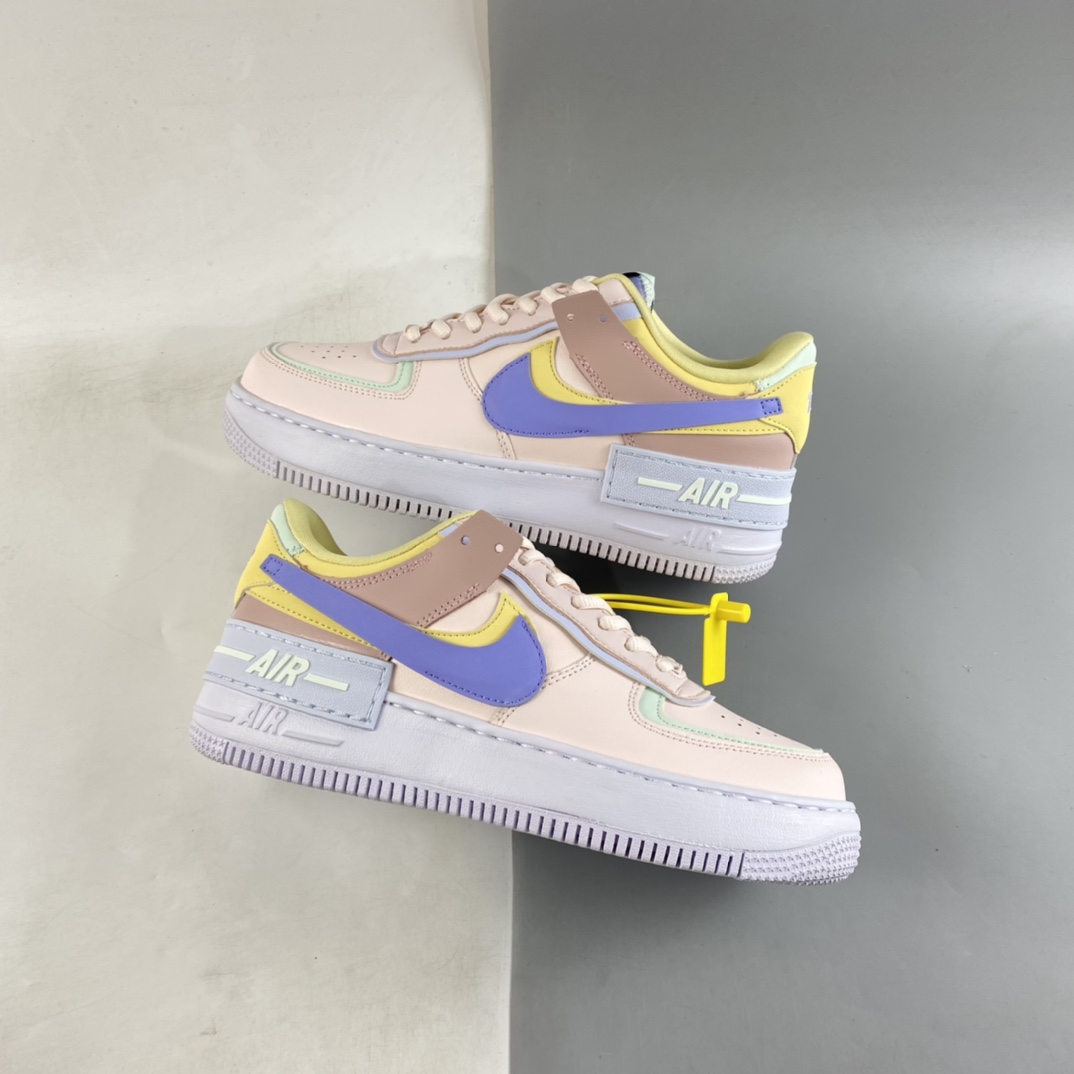 P180  Nike Air Force 1 Shadow 空军一号轻量增高低帮百搭板鞋”拼接马卡龙”CI0919-600