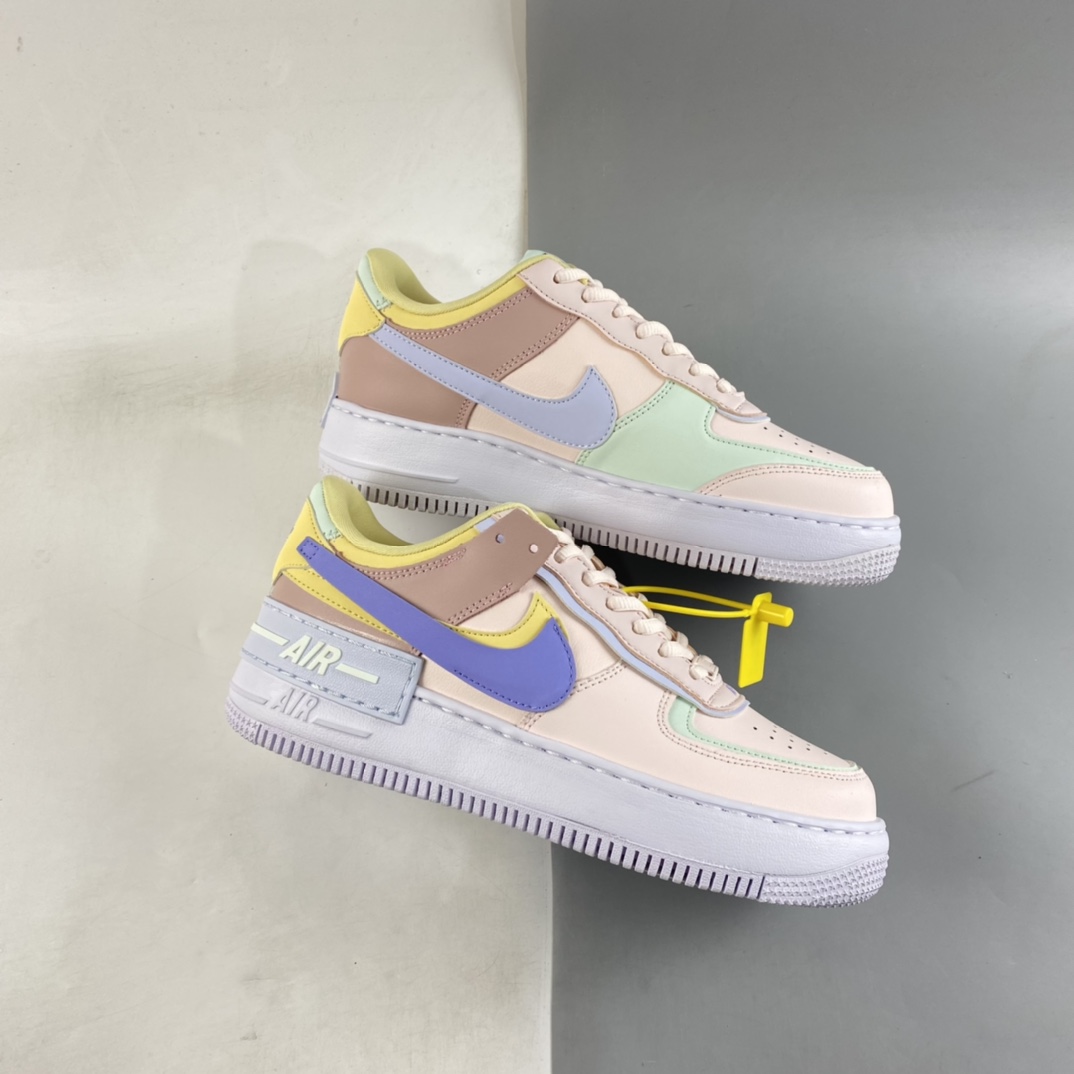 P180  Nike Air Force 1 Shadow 空军一号轻量增高低帮百搭板鞋”拼接马卡龙”CI0919-600
