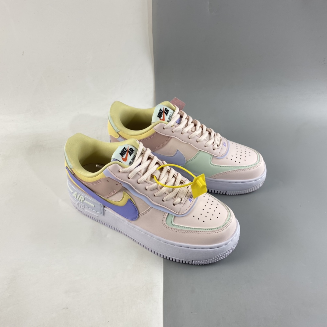 P180  Nike Air Force 1 Shadow 空军一号轻量增高低帮百搭板鞋”拼接马卡龙”CI0919-600
