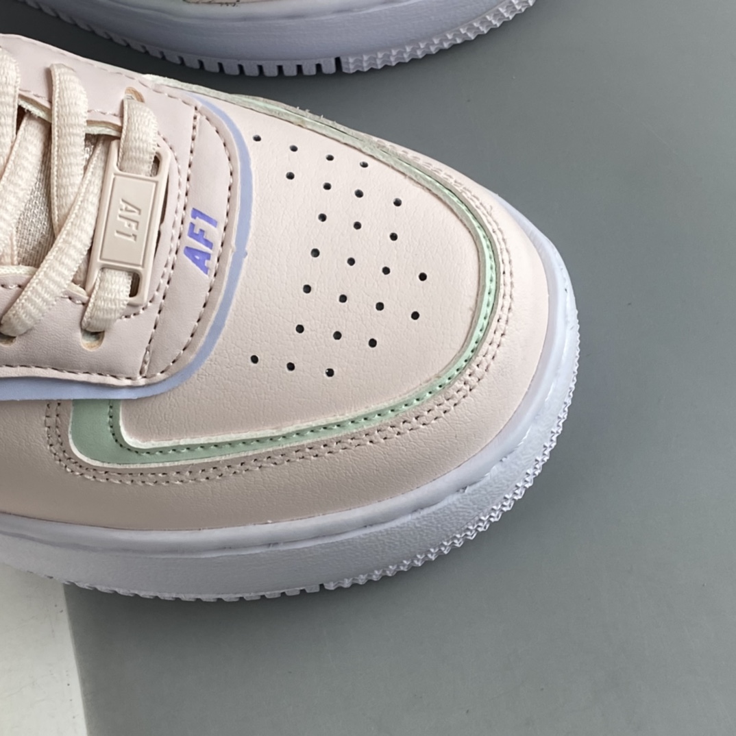 P180  Nike Air Force 1 Shadow 空军一号轻量增高低帮百搭板鞋”拼接马卡龙”CI0919-600