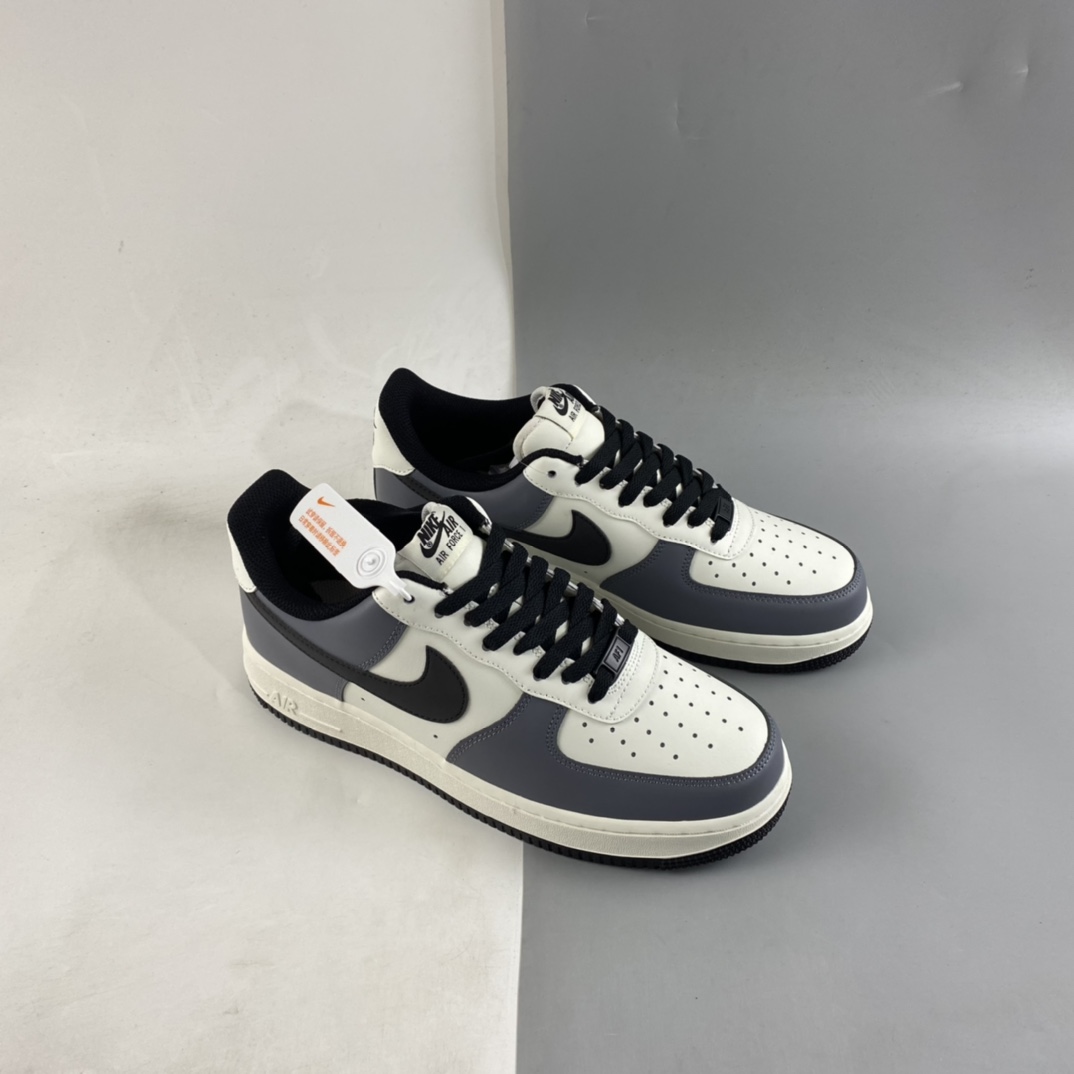 P220  Nike Air Force 1’07 Low 米白碳灰黑 空军一号低帮休闲板鞋 DD3063-608