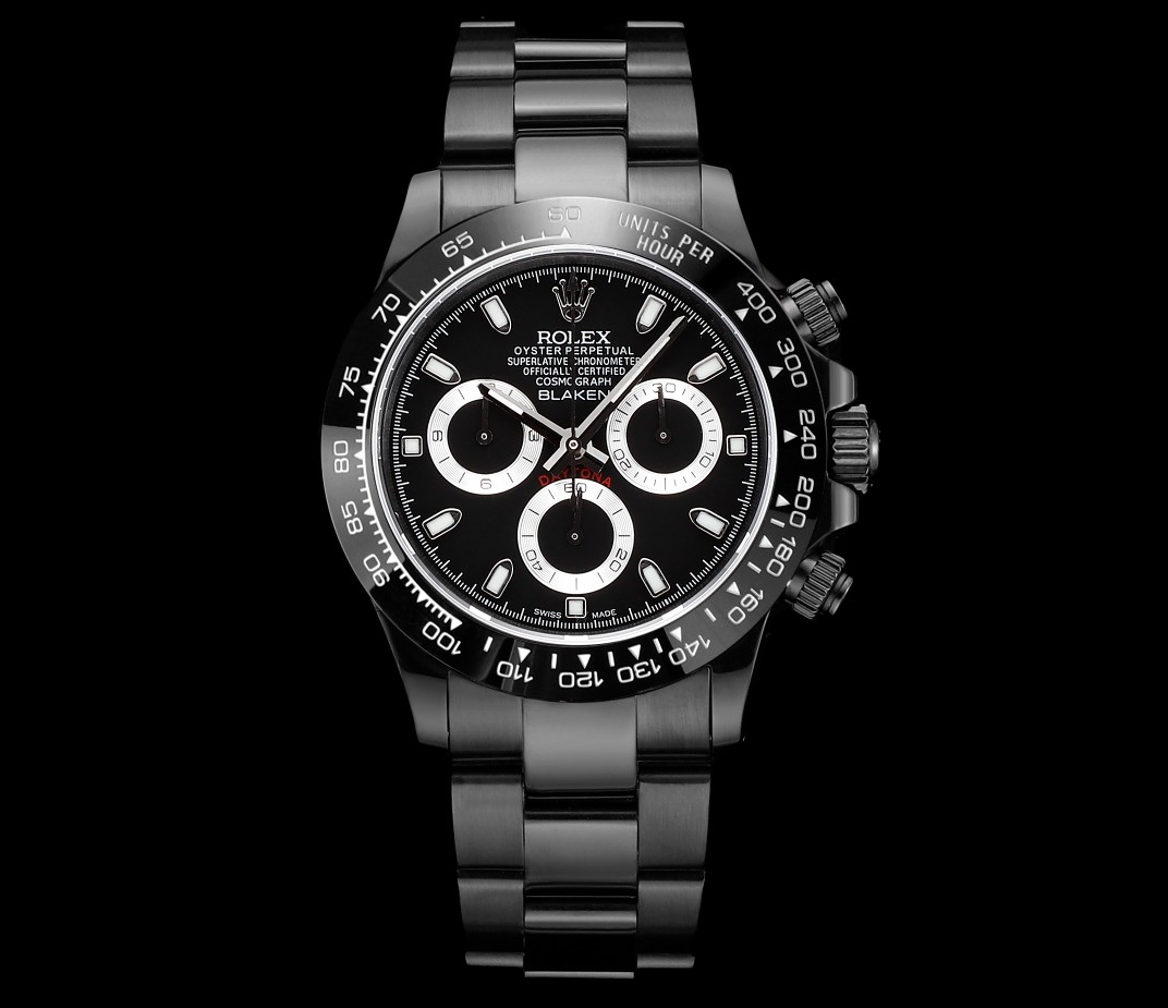 Rolex Daytona Orologio da Polso Nero Cuoio genuino Materiale acciaio Cinturino in pelle