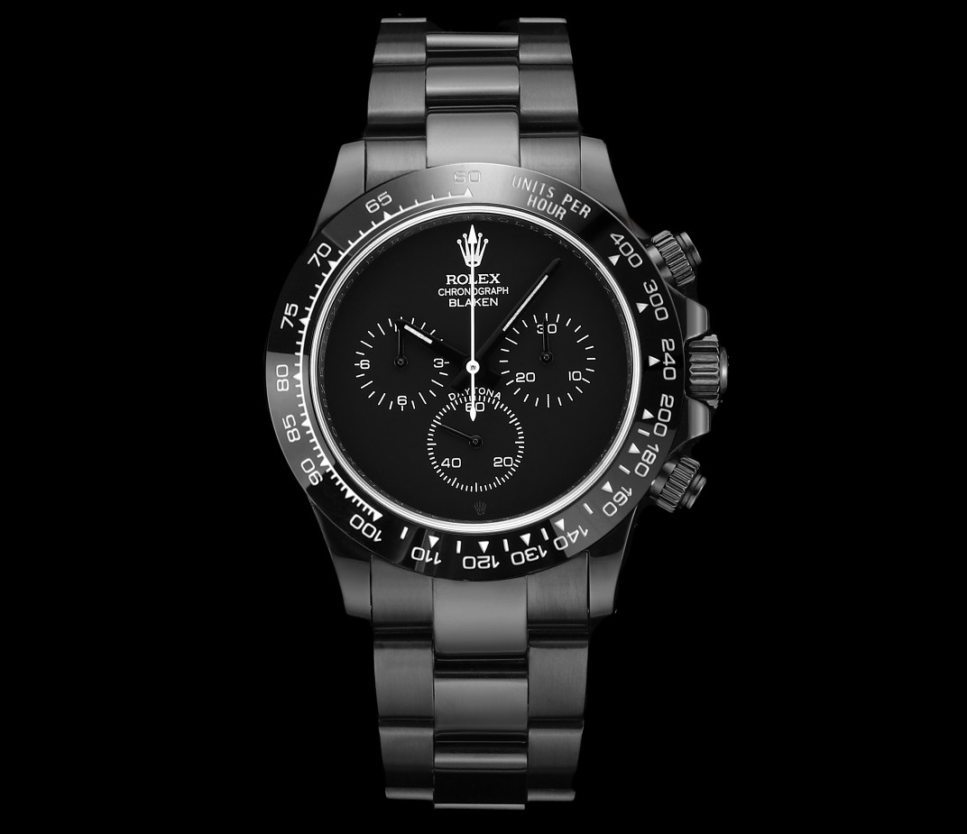 Rolex Daytona Orologio da Polso Nero Cuoio genuino Materiale acciaio Cinturino in pelle