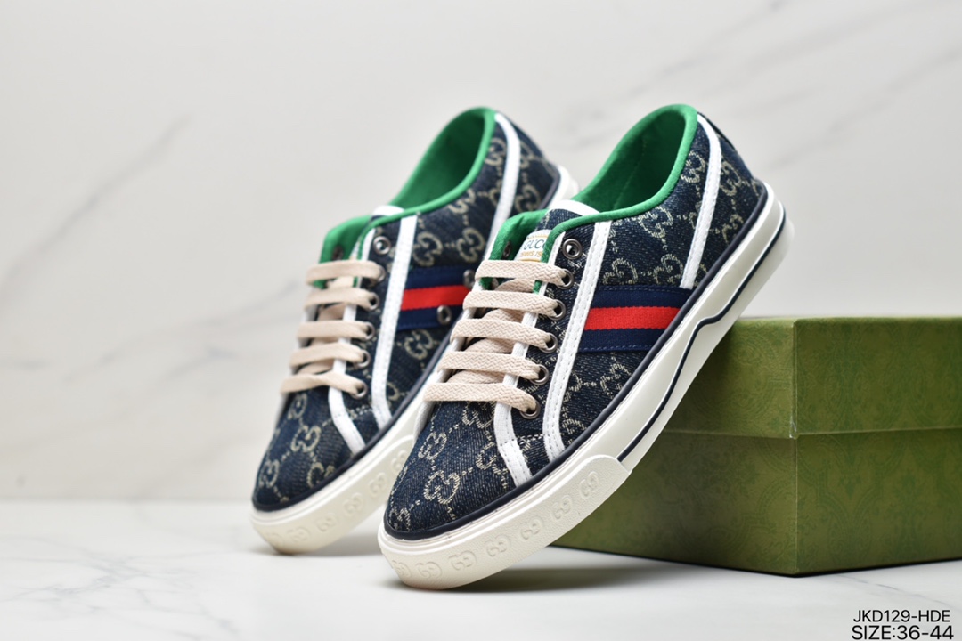 Classic luxury brand GUCCI Gucci Tennis 1977 Print Sneaker canvas print retro casual sneakers