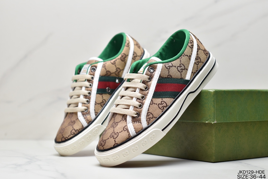 Classic luxury brand GUCCI Gucci Tennis 1977 Print Sneaker canvas print retro casual sneakers