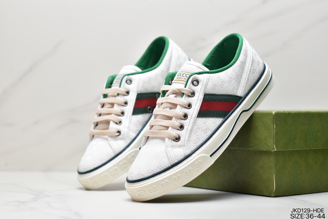 Classic luxury brand GUCCI Gucci Tennis 1977 Print Sneaker canvas print retro casual sneakers