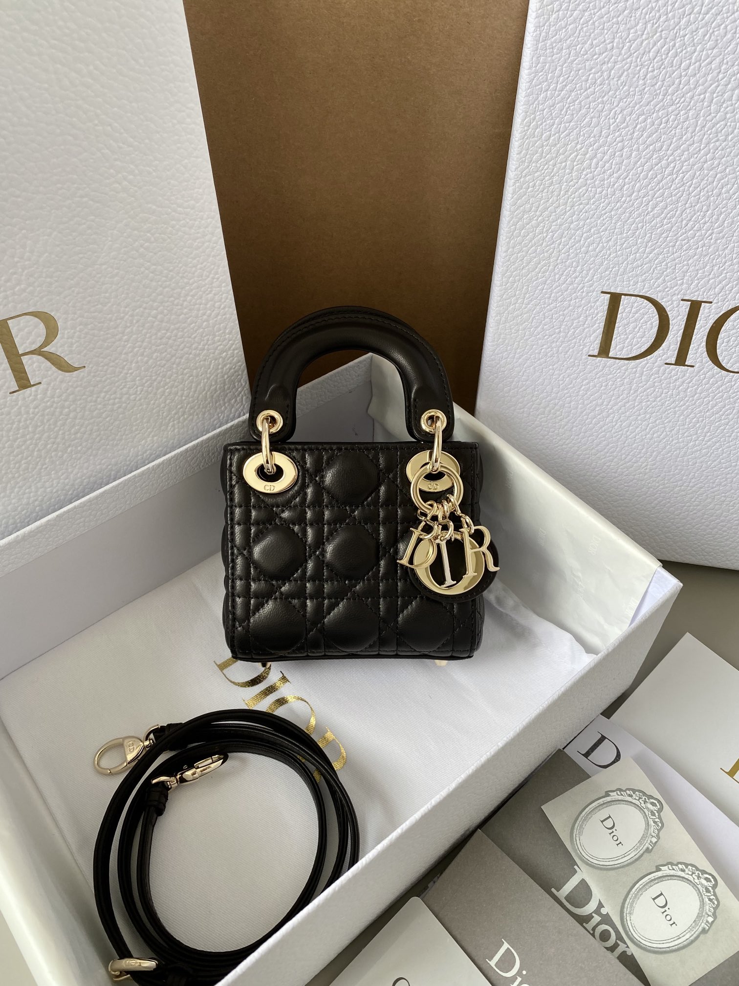 Dior Schwarz Schaffell Mini