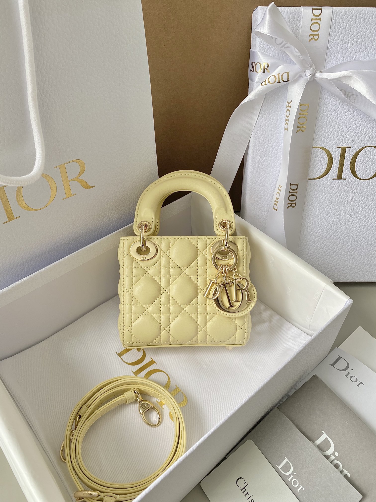 Dior Verkauf
 Hellgelb Gelb Schaffell Mini