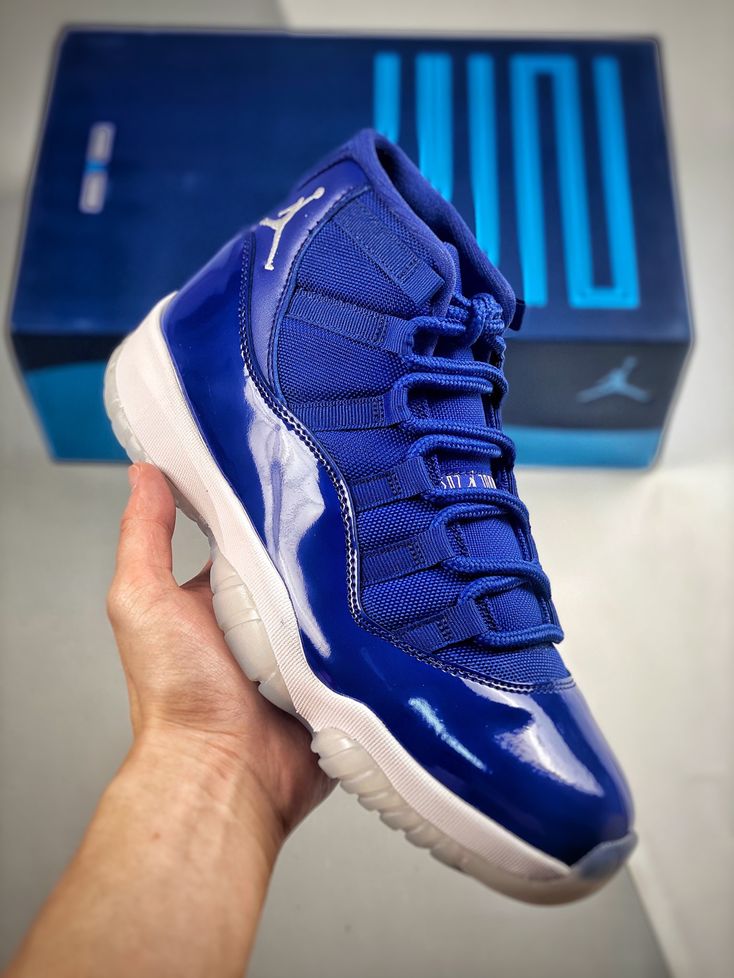 -2 Air Jordan 11 Retro AJ11 Blanco Azul Oscuro, suministro especial de canal, primer lanzamiento con fotos re…