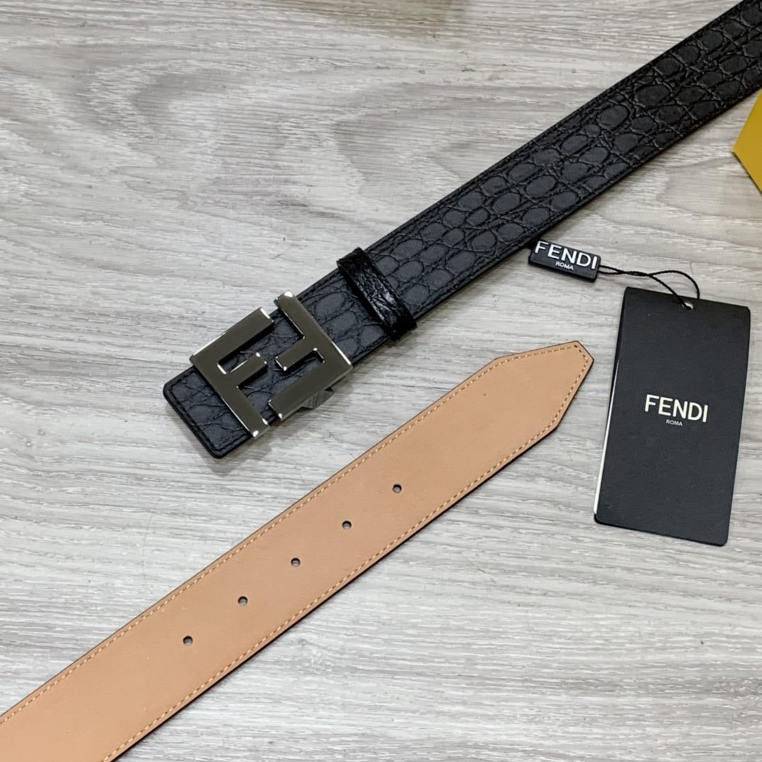 FENDl芬迪宽40MM双面原版小牛