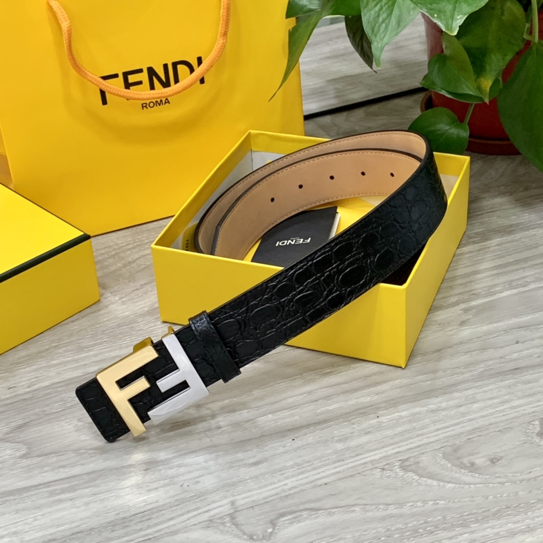 FENDl芬迪宽40MM双面原版小牛