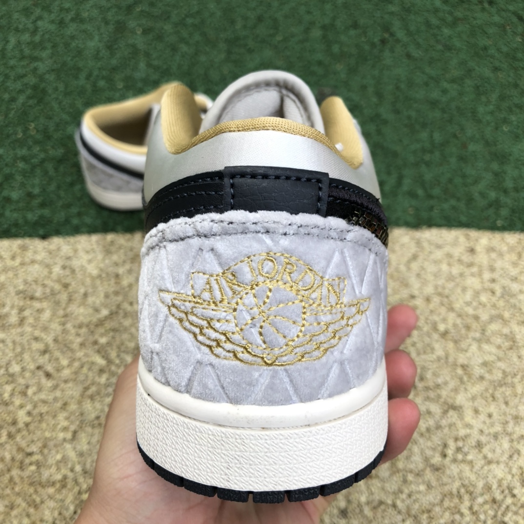 纯原版Air Jordan 1 Low SE 黑灰绸缎男子防滑篮球鞋 DV1762-001