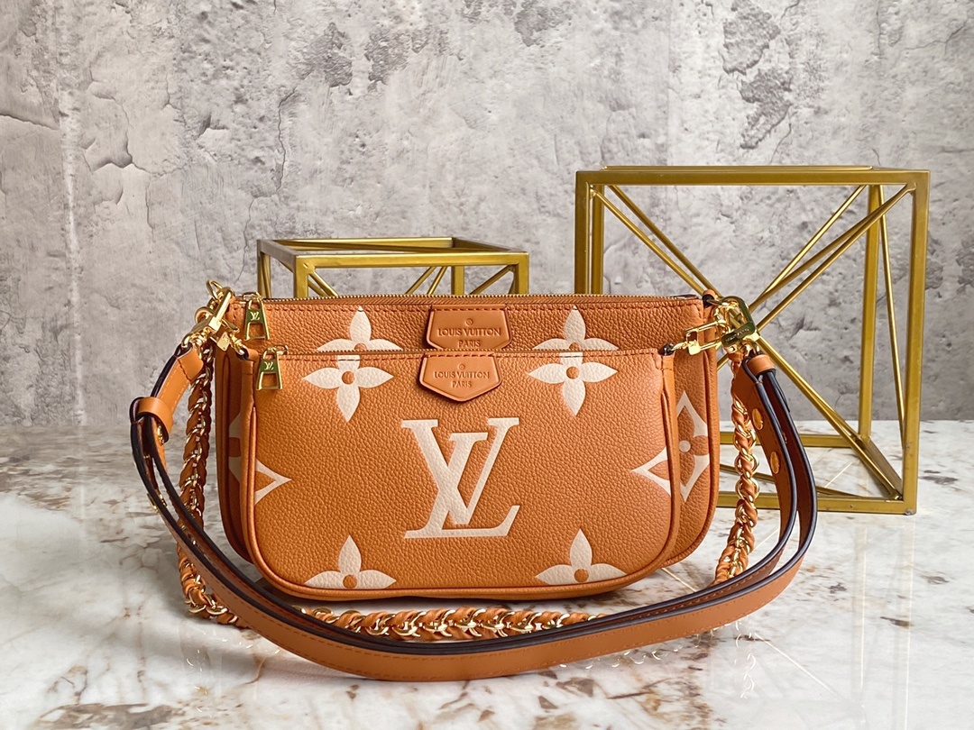 顶级原单M45777土黄麻将包系列MultiPochetteAccessories手袋以Monogram