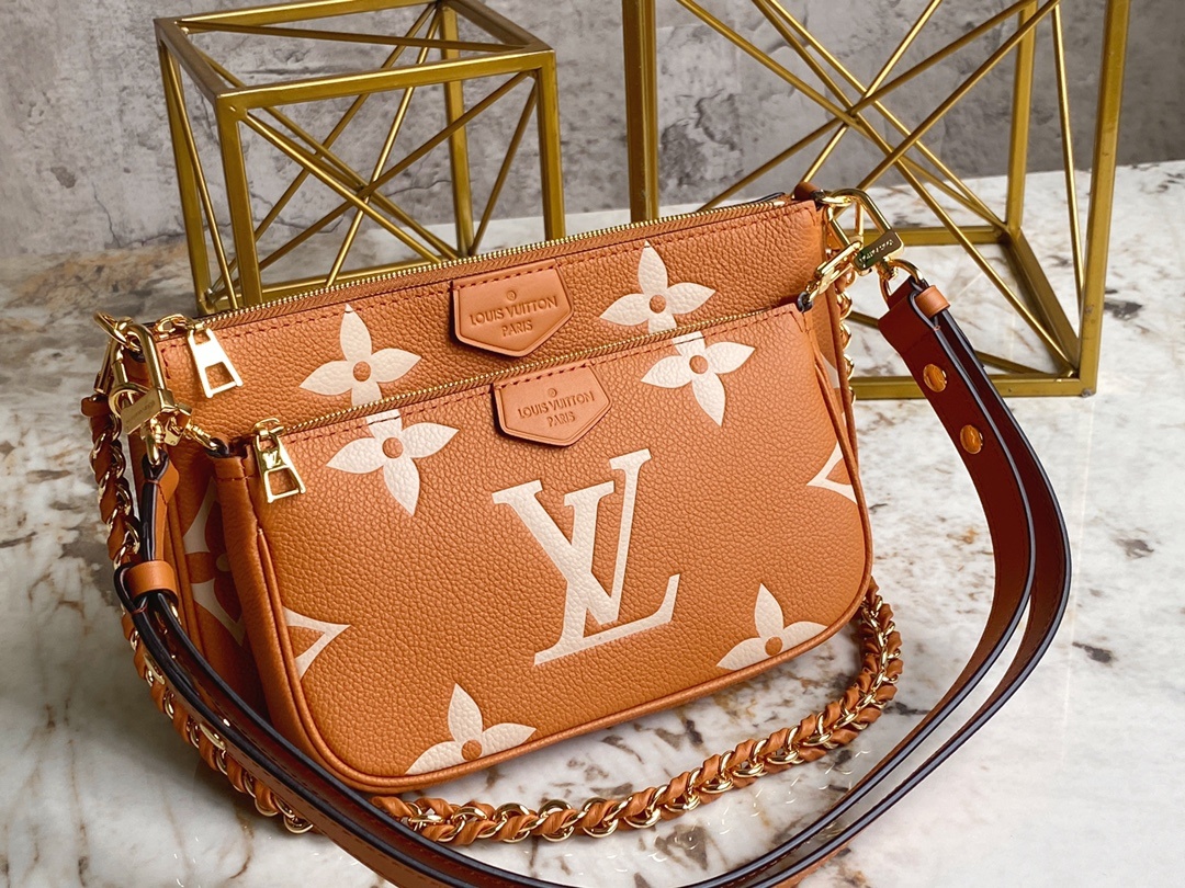 顶级原单M45777土黄麻将包系列MultiPochetteAccessories手袋以Monogram