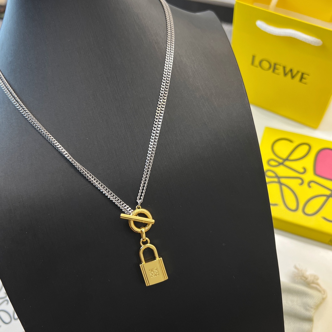 LOEWE罗意威锁头双层项链