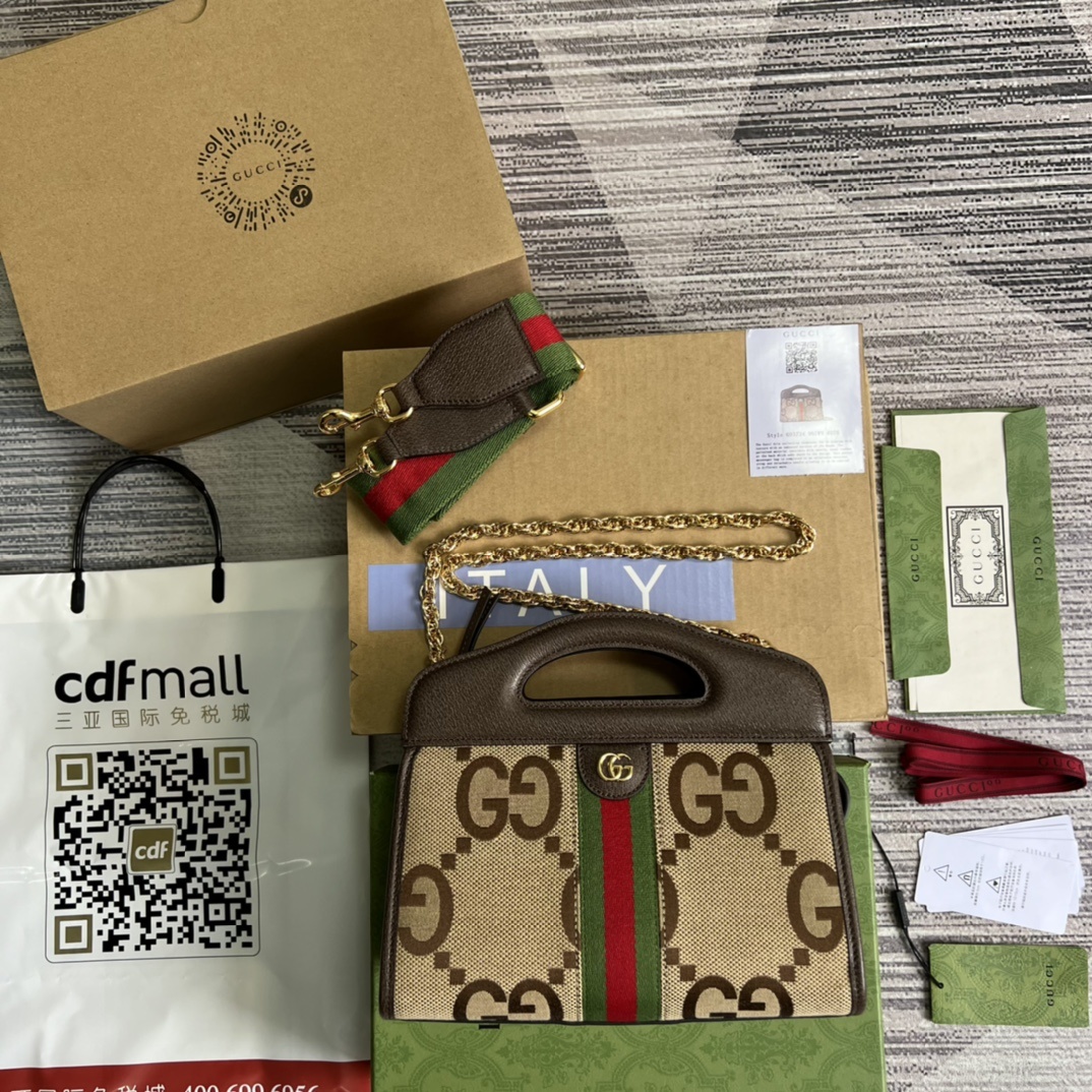 配全套专柜绿色包装️新品oPhidia在一大堆的包包中脱颖而出!复古的红绿织带花纹搭配包身上的把手手腕简