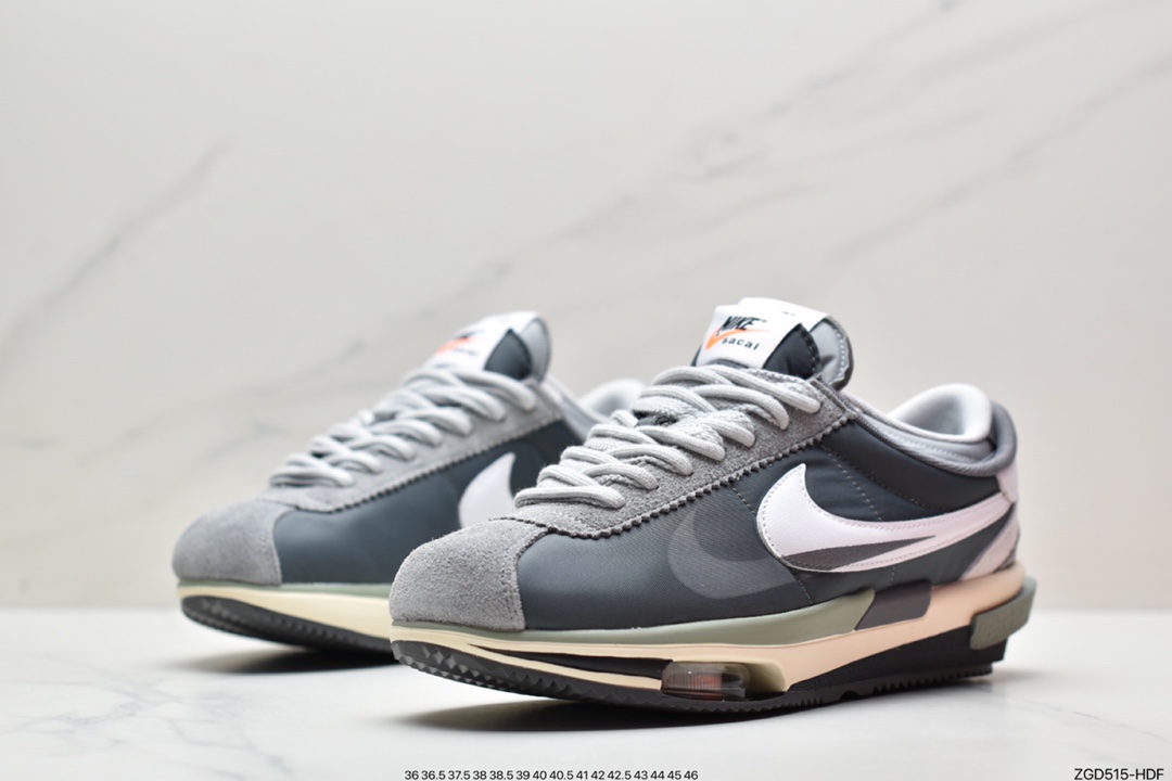 290 Sacai x Nike Air Zoom Cortez SP 4.0”Grey White”4.0系列改良阿甘低帮解慢跑鞋DQ0581-100