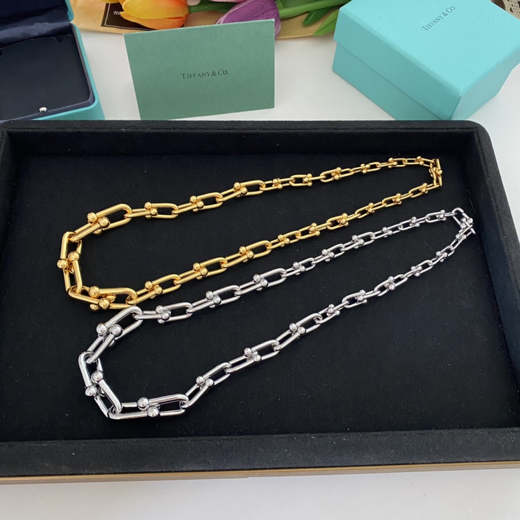 Tiffany класічны крыжаваны двухколерны калье з тоўстым залатым пакрыццём, элегантнае і мілае, раскошнае і шыкоўнае — найвышэйшая якасць