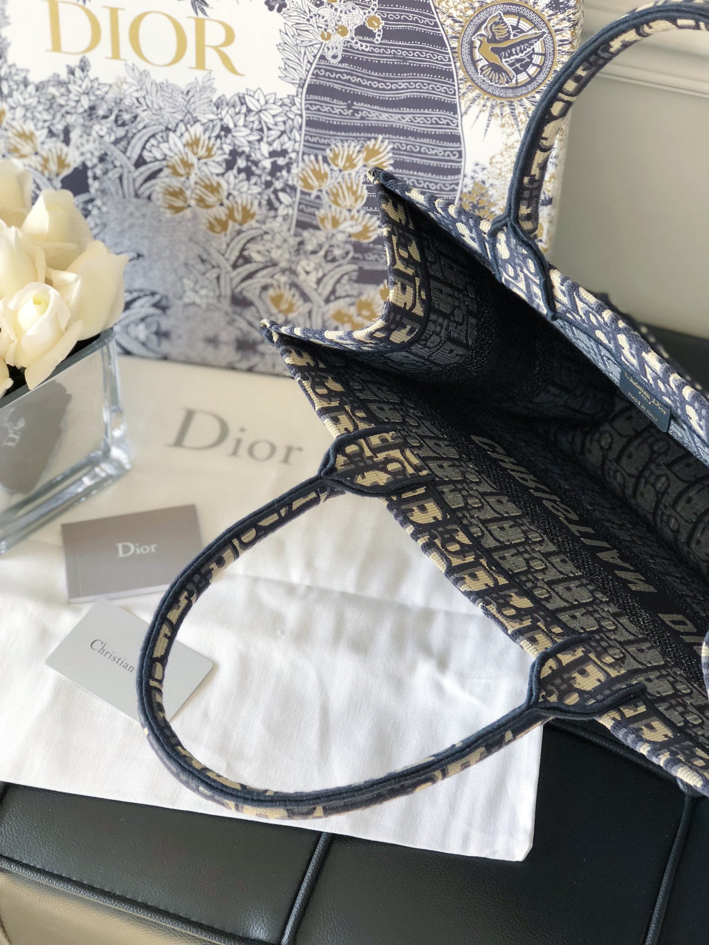 Dior蓝色刺绣Oblique印花Book Tote手袋 M1296ZRIW_M928