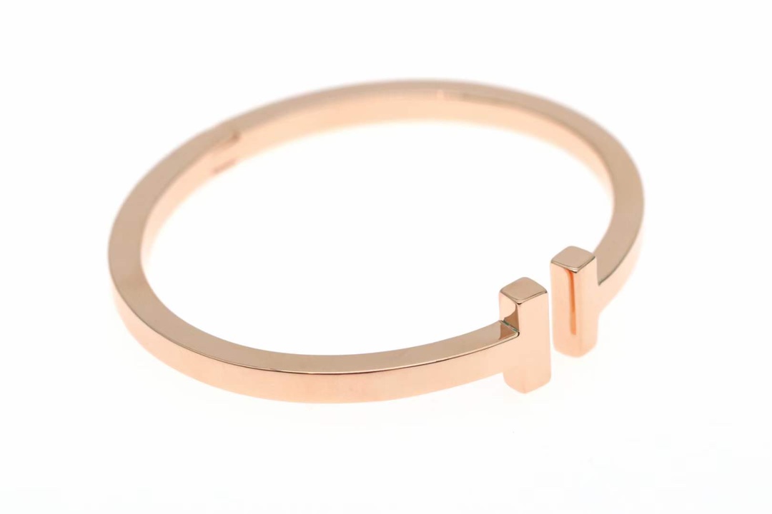 Tiffany & Co. Tiffany&Co.蒂芙尼 玫瑰金光面双T宽 手镯