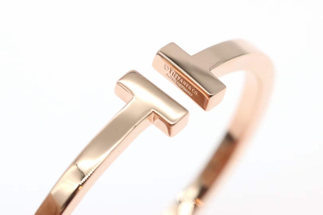 Tiffany & Co. Tiffany&Co.蒂芙尼 玫瑰金光面双T宽 手镯