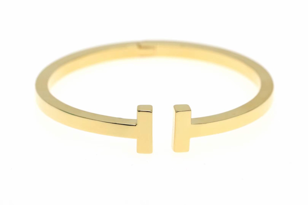Tiffany & Co. Tiffany&Co.蒂芙尼 香槟金光面双T宽 手镯