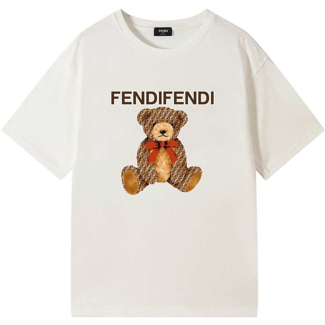 Fendi Roupa Camiseta Venda designer de luxo online
 Cor damasco Branco Unissexo Tricô Manga Curta
