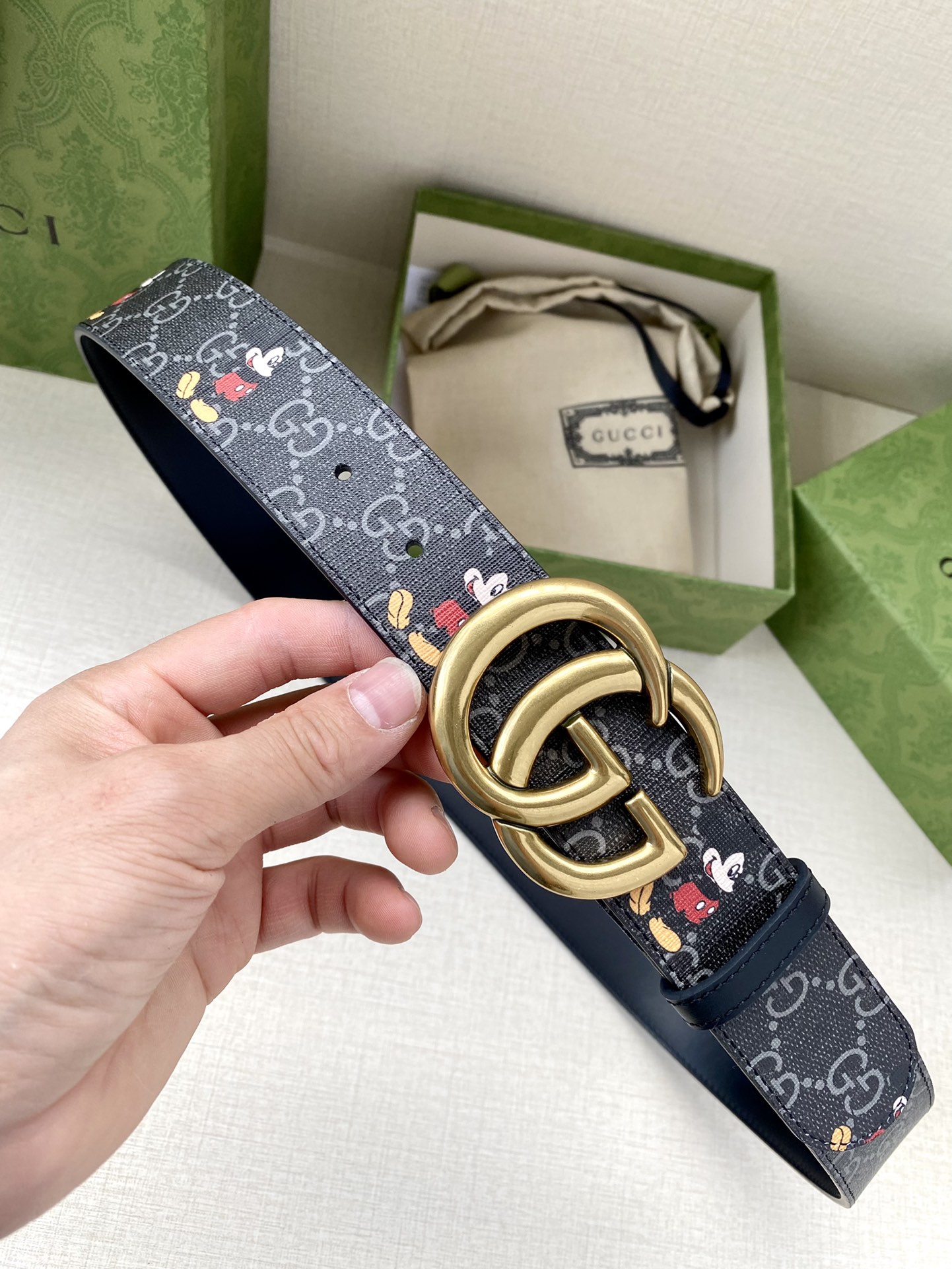 宽度4.0cmGUCCI米奇动漫图案