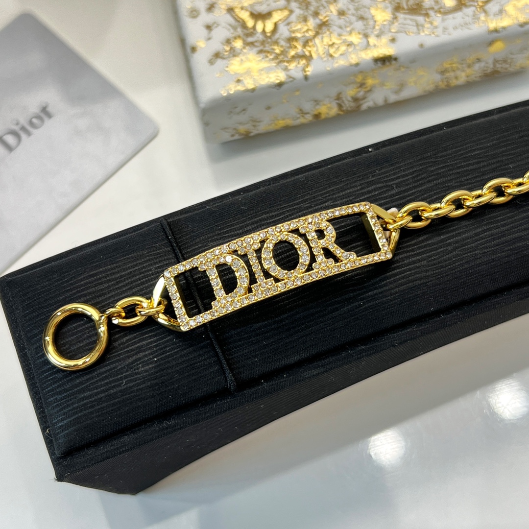 新款☑️DIOR迪奥满钻字母项链手链